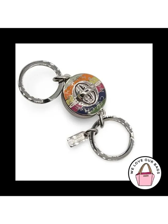 NEW COACH 65th LEGACY Turnlock Valet Stripe Key Fob Bag Charm Keychain Tag 92529 - Picture 4 of 4